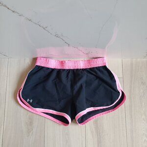 Under Armour HeatGear Running Shorts Womens S Black Neon Trim Athletic